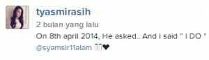 postingan tyas 5 bulan lalu saat menerima ajakan lamaran dari Syamsir Alam